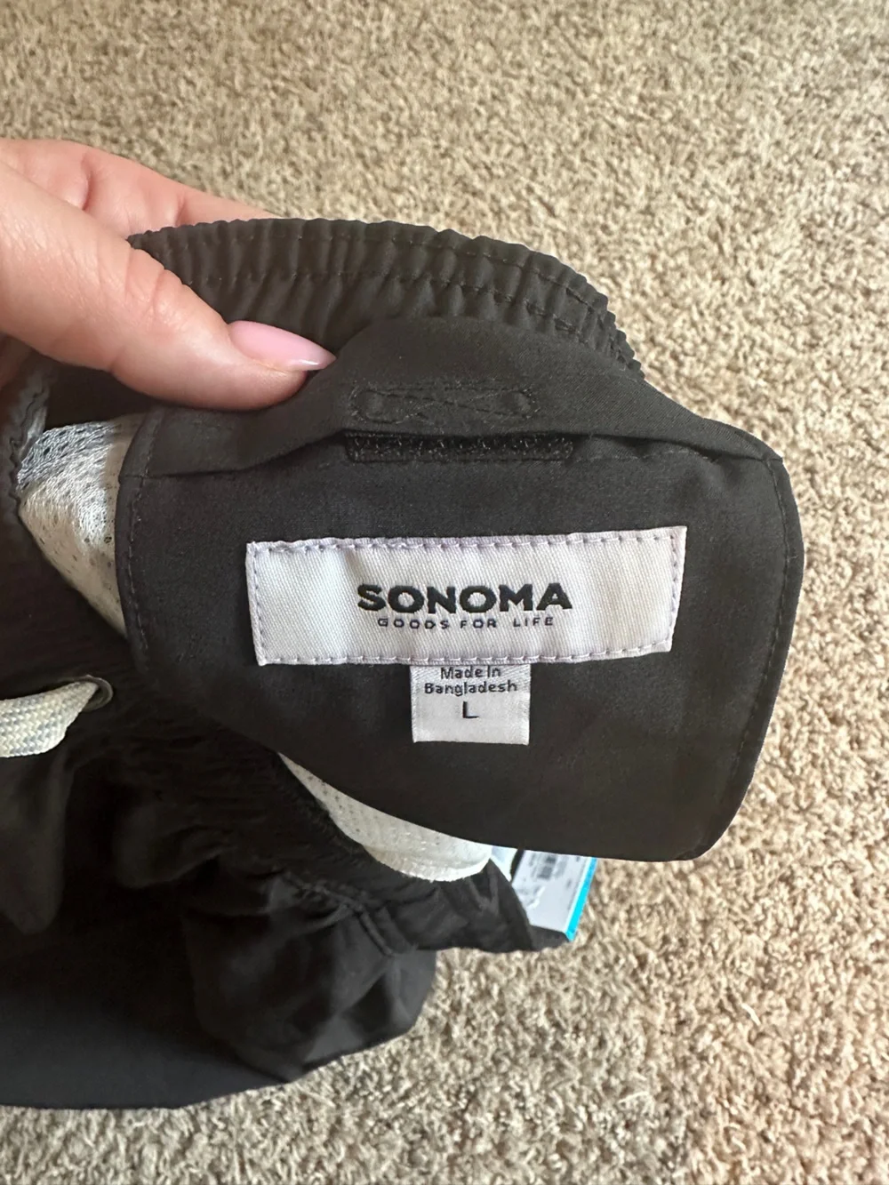 Sonoma Black Swim Hybrids with White Drawstring